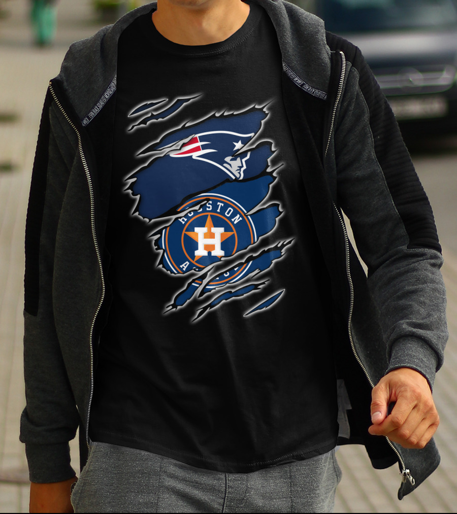 New England Patriots Houston Astros Fan Crossover T-Shirt