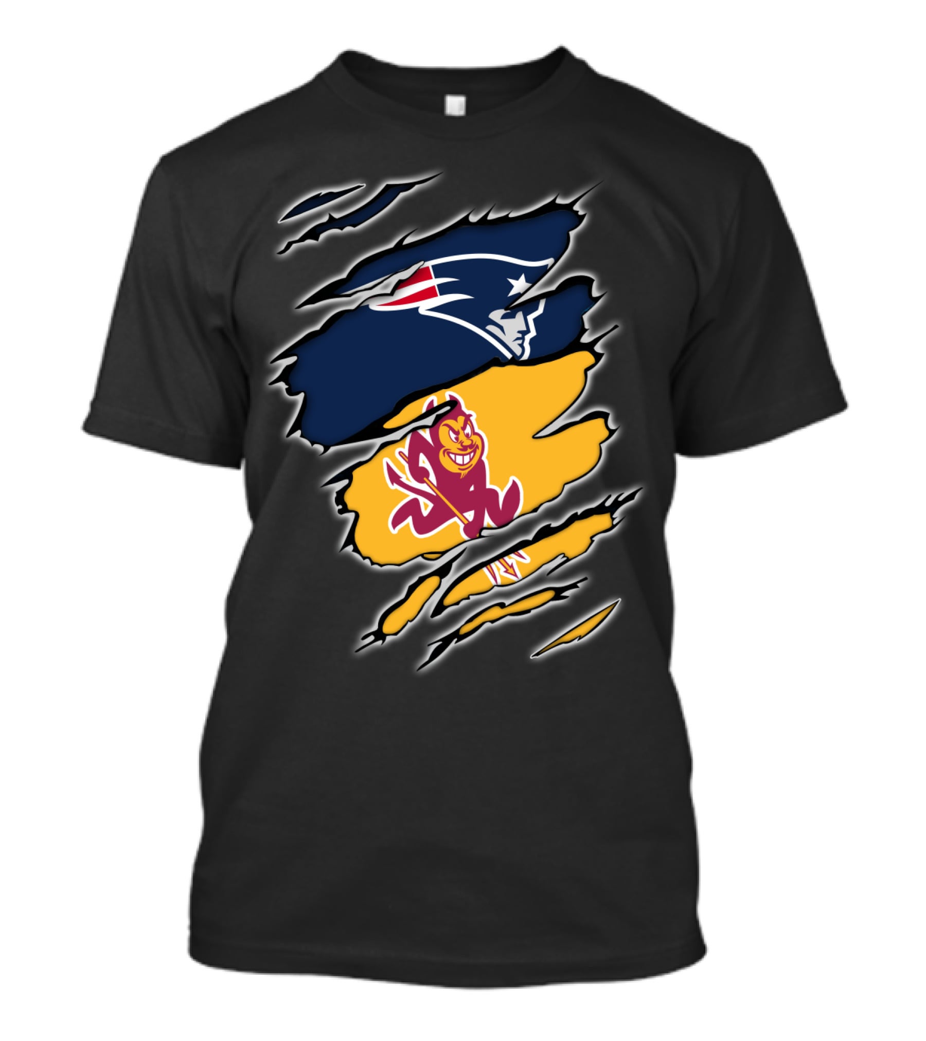 Patriots Logo And Arizona State University Sun Devils Split T-Shirt