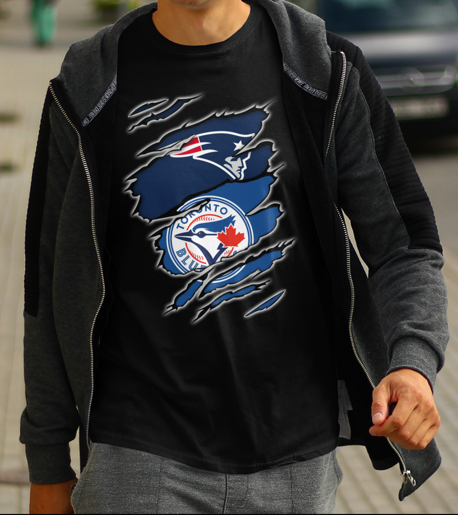 Patriots And Blue Jays Toronto Logo Fusion T-Shirt