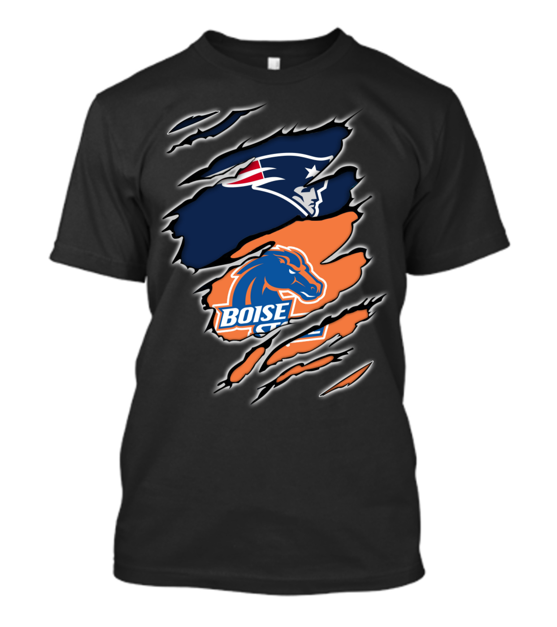 New England Patriots And Boise State Broncos Logo Mashup T-Shirt