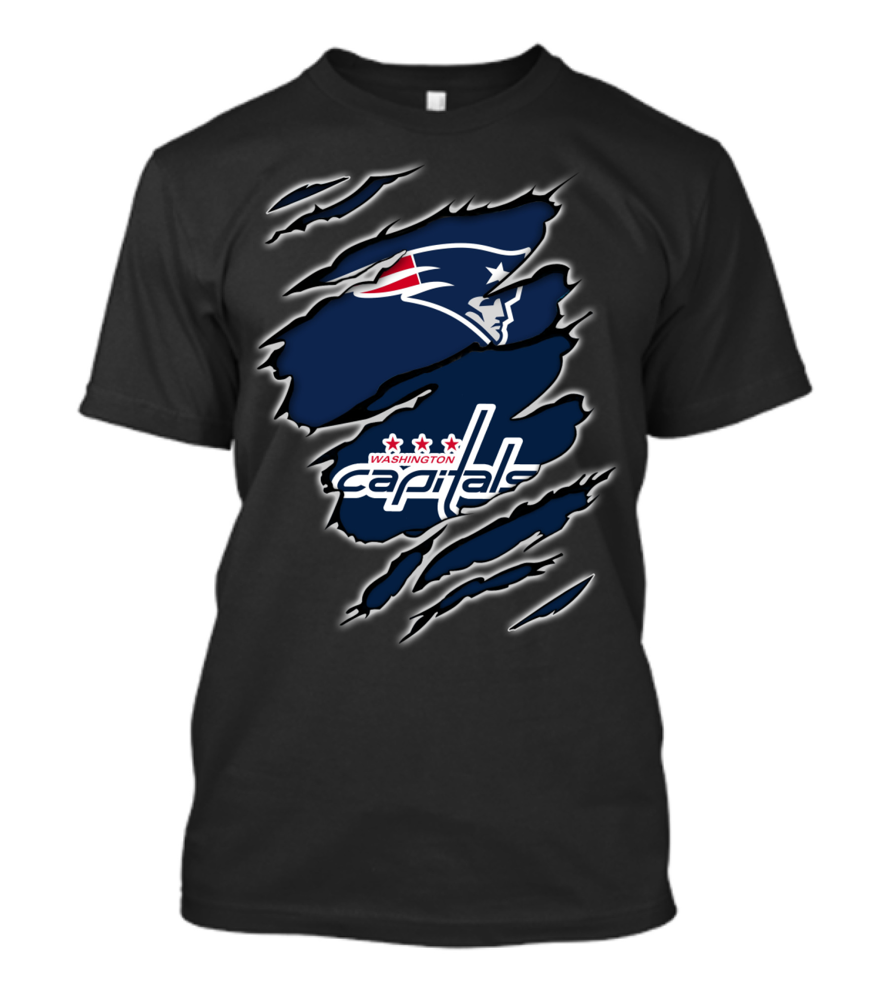 New England Patriots Washington Capitals Logo Collaboration T-Shirt