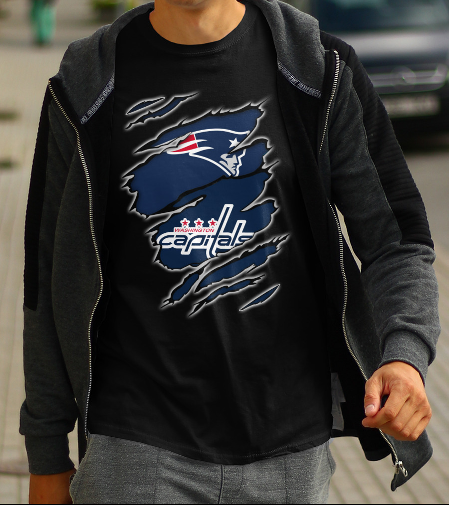 New England Patriots Washington Capitals Logo Collaboration T-Shirt