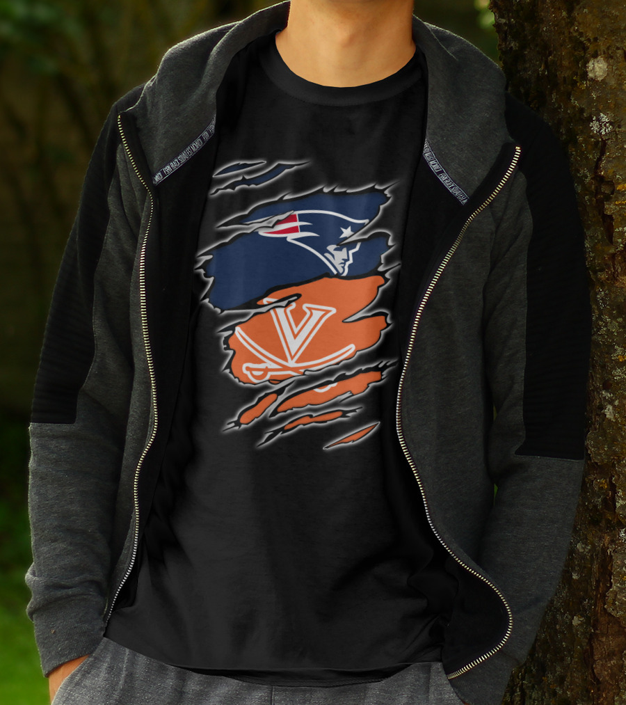 New England Patriots Virginia Cavaliers Crossover Fan T-Shirt