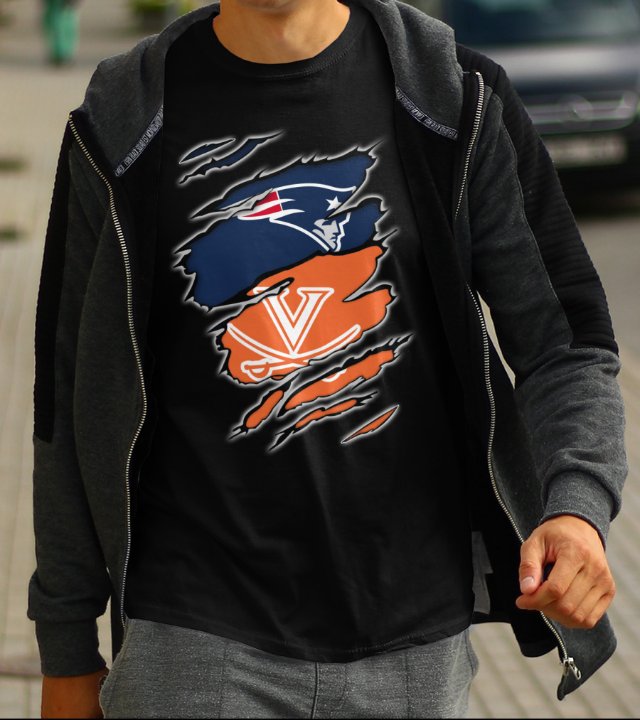 New England Patriots Virginia Cavaliers Crossover Fan T-Shirt
