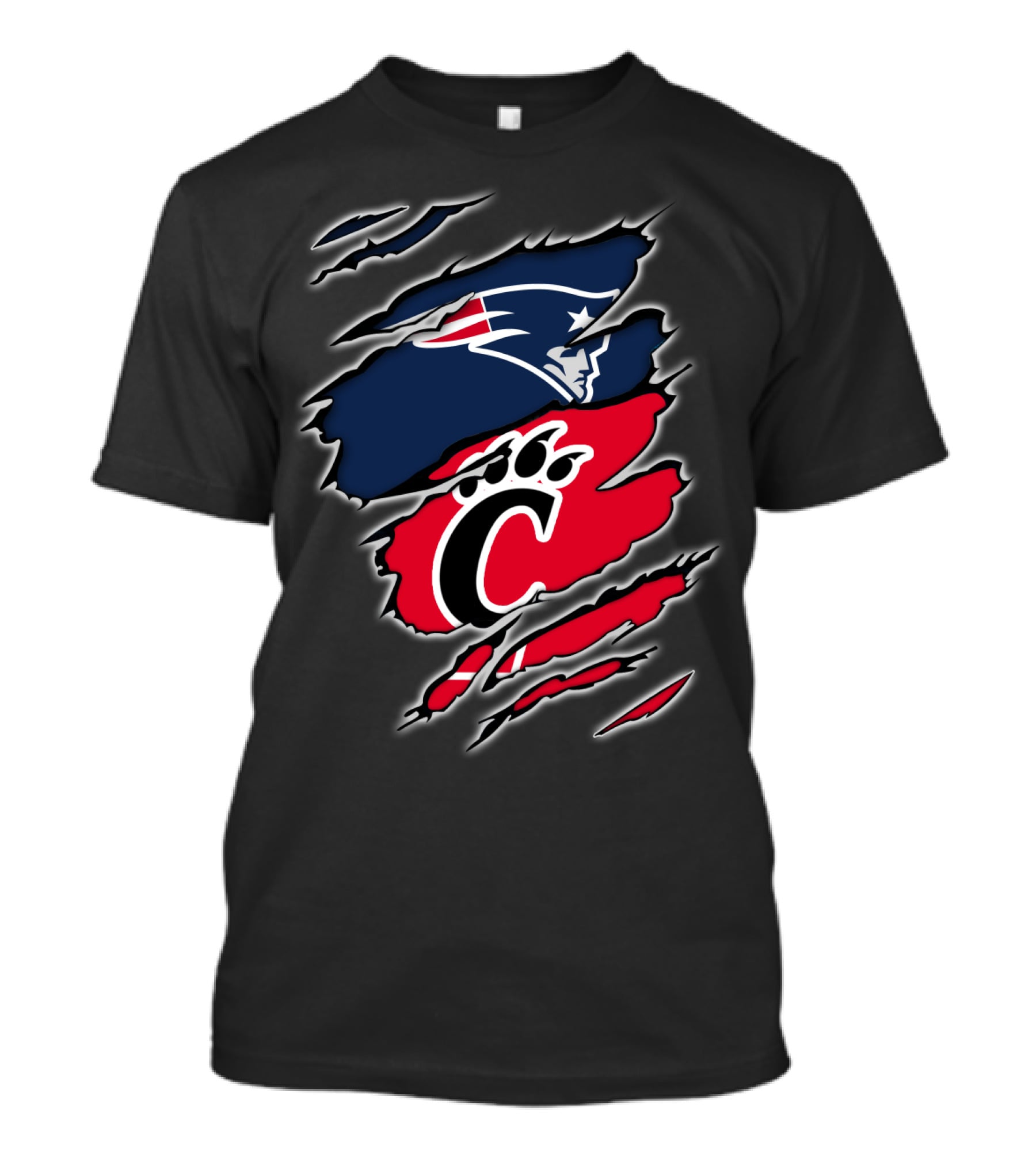 Patriots Cincinnati Bearcats Paw And Patriot Head Clash T-Shirt