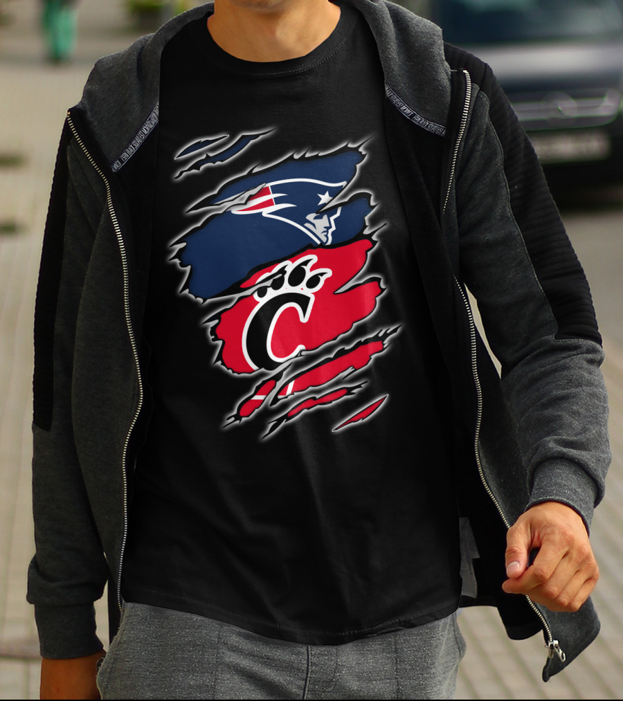 Patriots Cincinnati Bearcats Paw And Patriot Head Clash T-Shirt