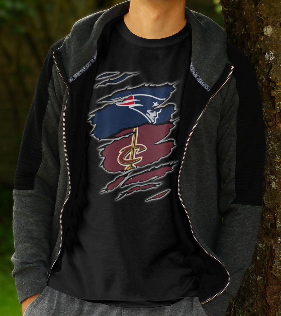 Patriots Cleveland Cavaliers Dual Logo Rip T-Shirt