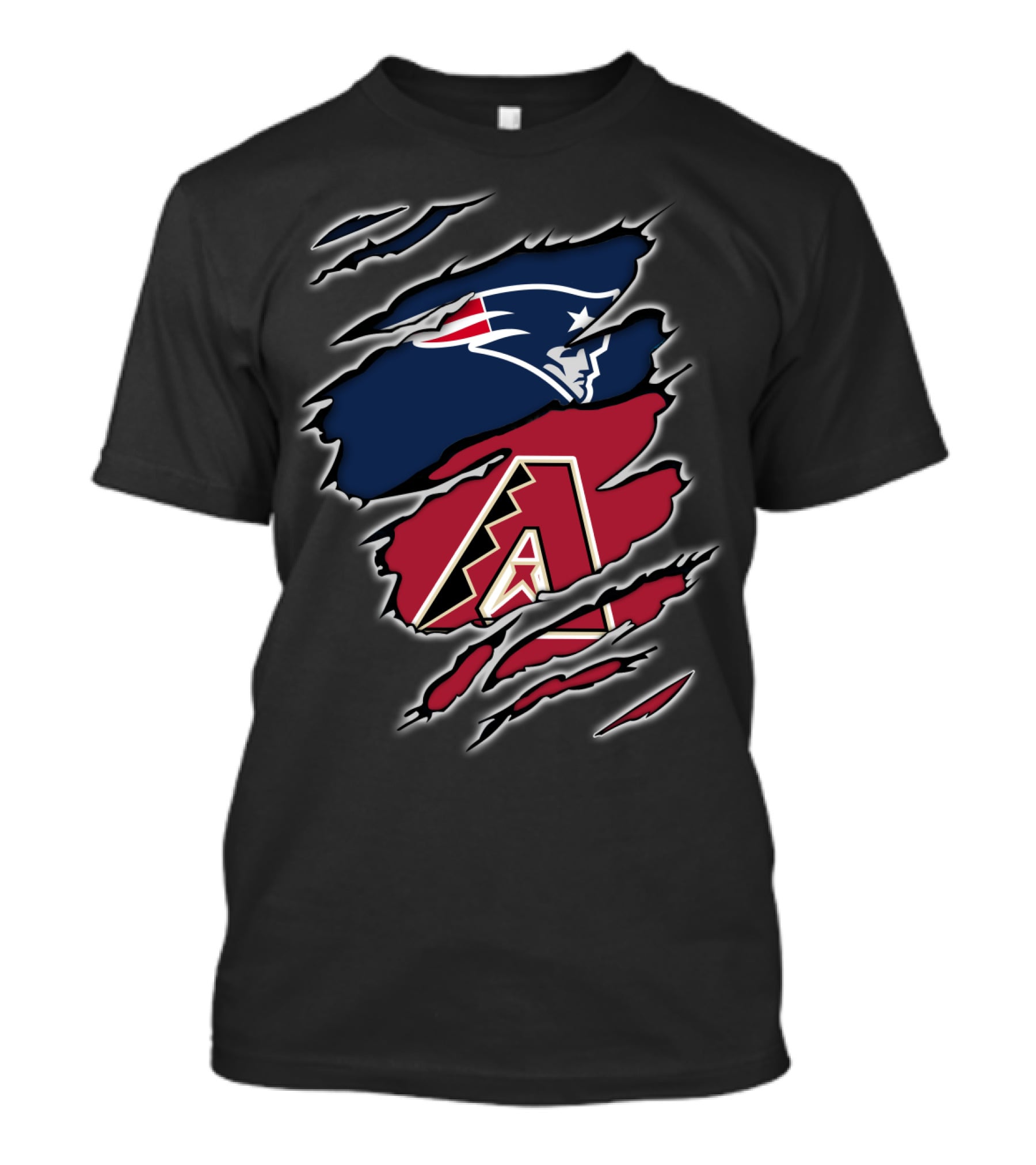 Patriots New England Football Meets Arizona Diamondbacks Baseball Fan Logo Crossover T-Shirt
