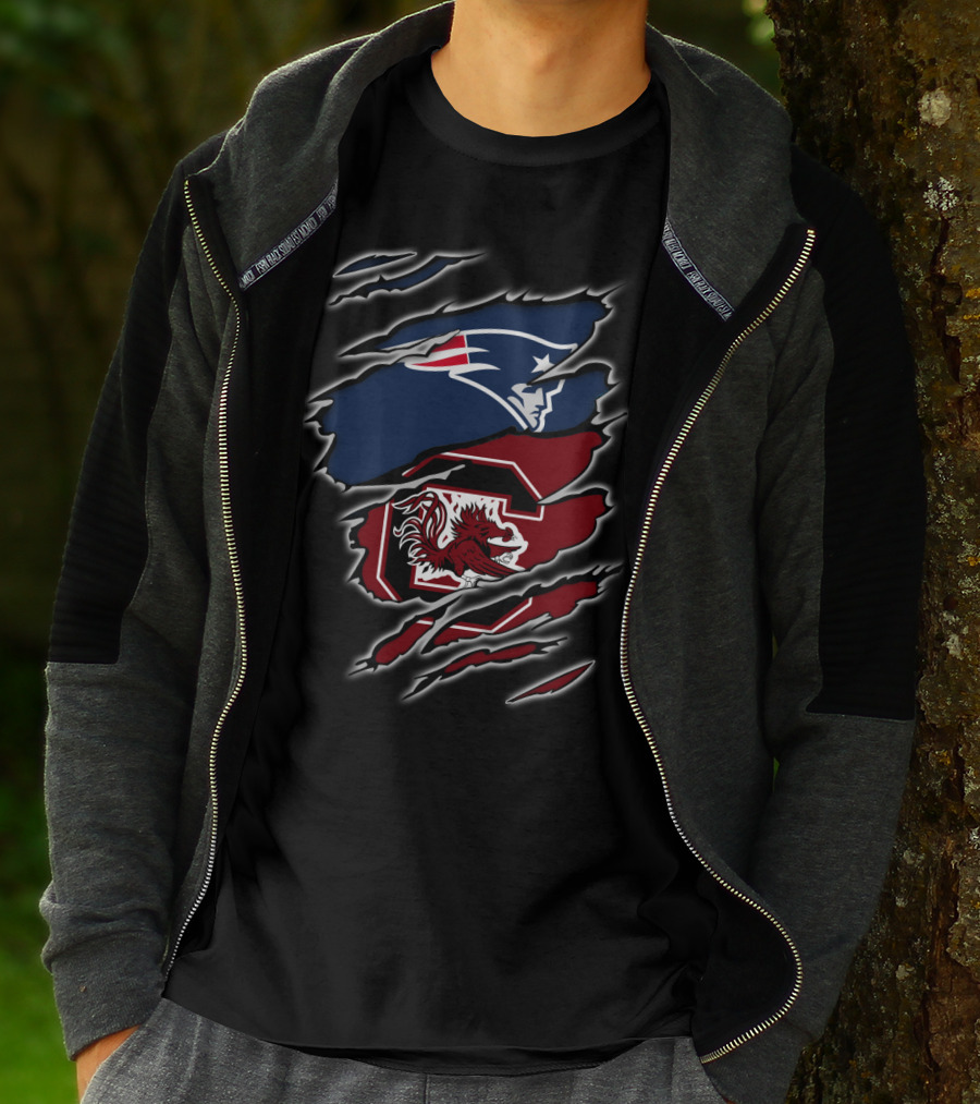 New England Patriots South Carolina Gamecocks Torn Claw T-Shirt