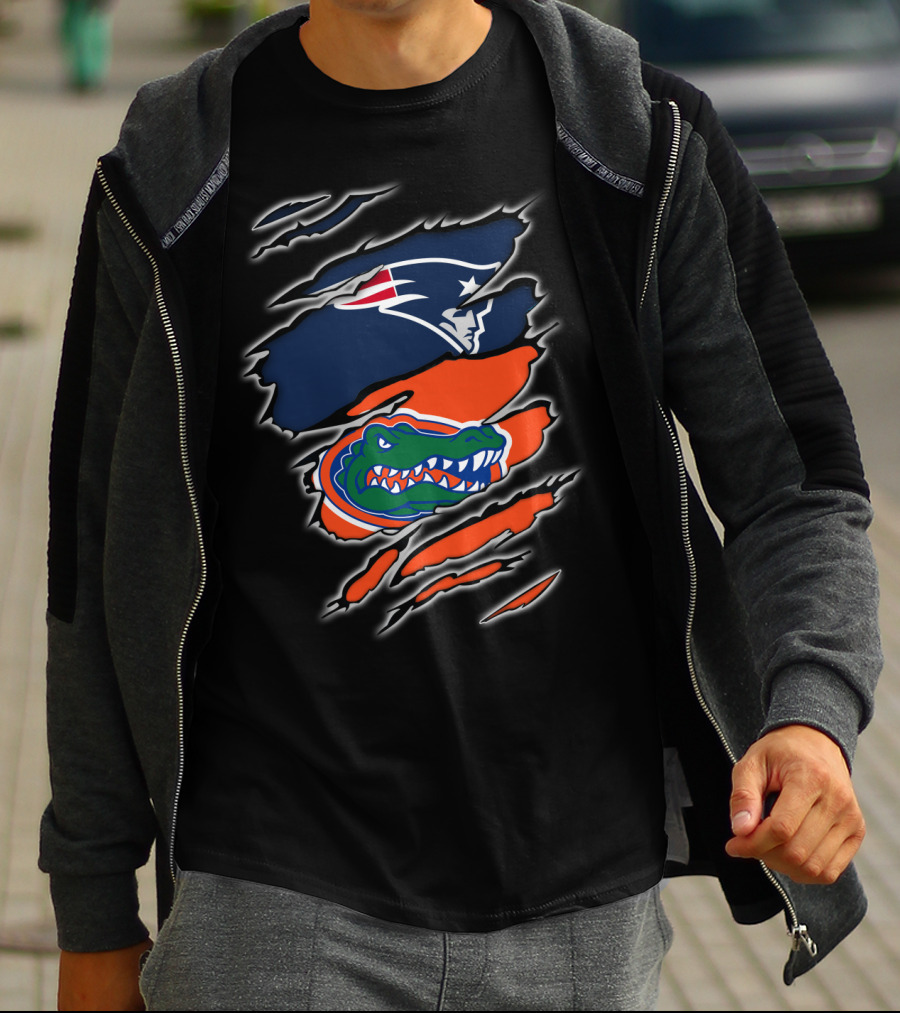 New England Patriots And Florida Gators Logo Collaboration T-Shirt