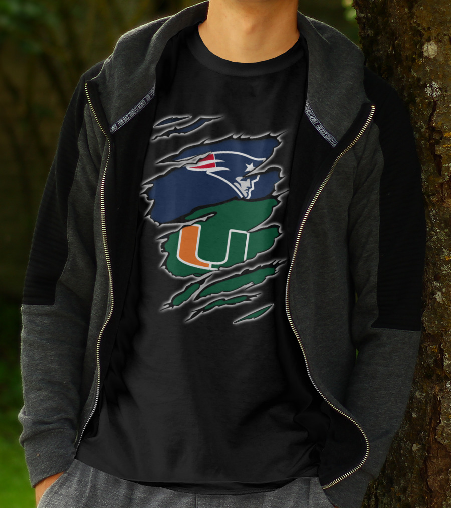 New England Patriots Miami Hurricanes Claw Marks T-Shirt