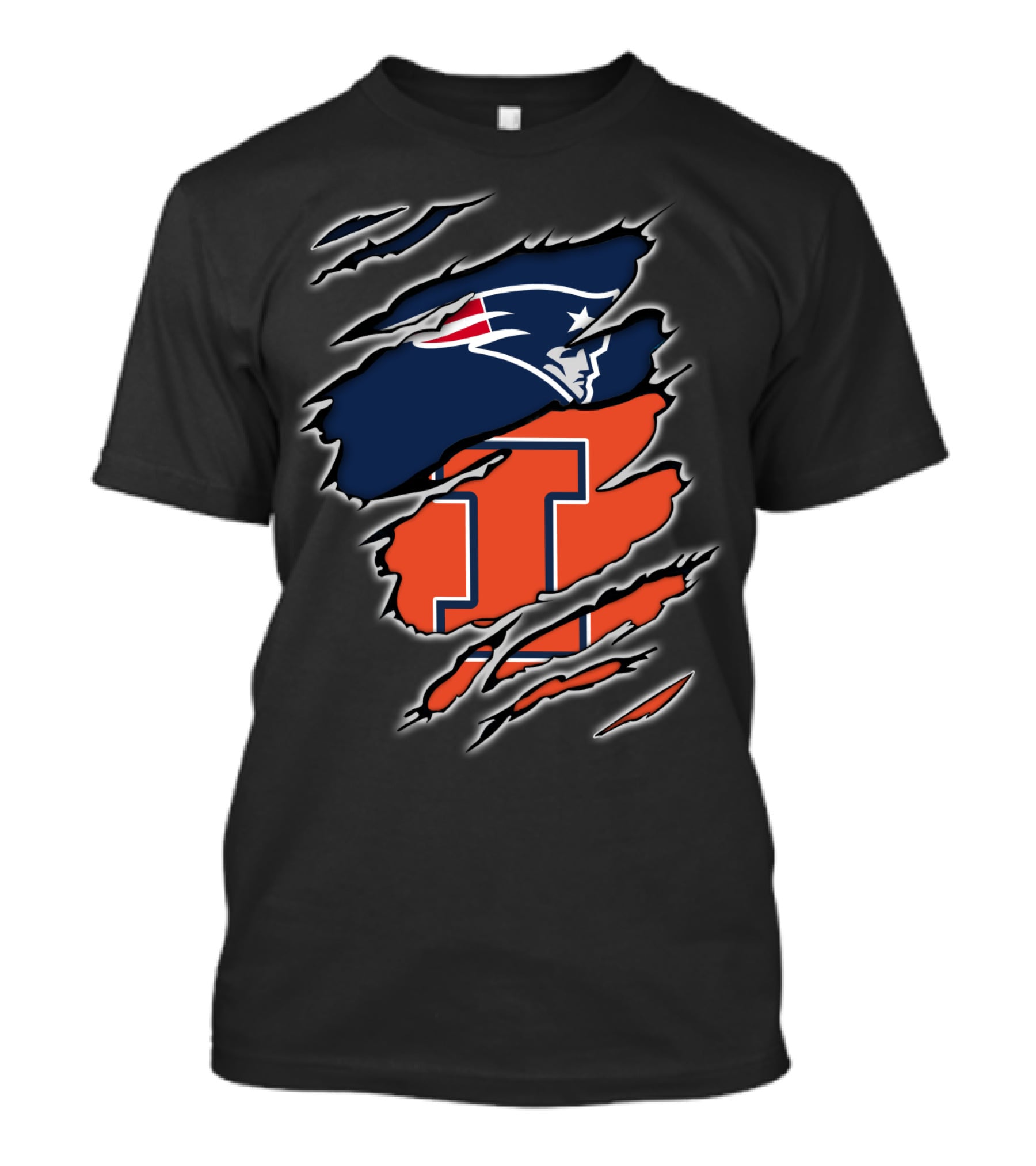 Patriots Logo Over Illinois Fighting Illini T-Shirt