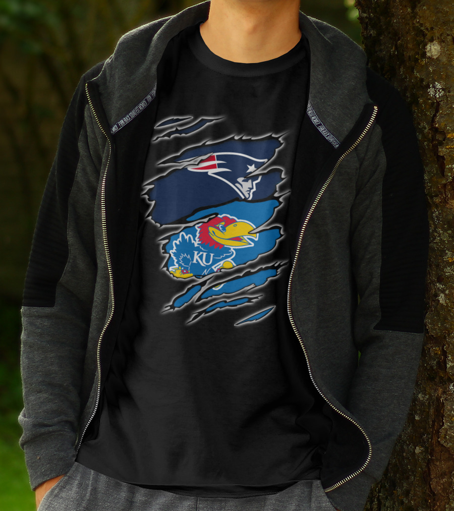 Patriots Jayhawk KU іn Τorn Rіp Ρeek Sensors T-Shirt