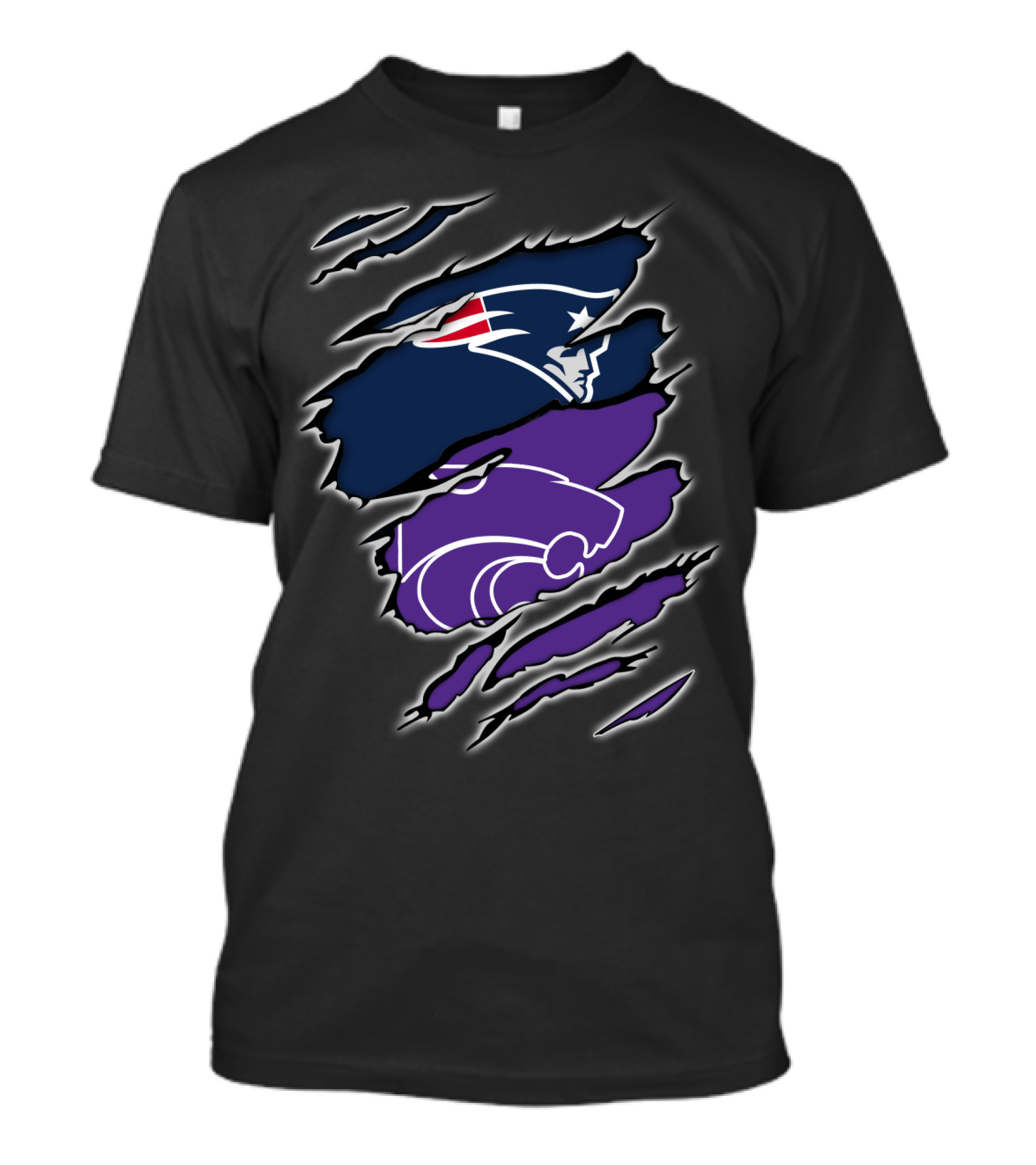 Patriots New England Kansas State Wildcats Collaboration T-Shirt