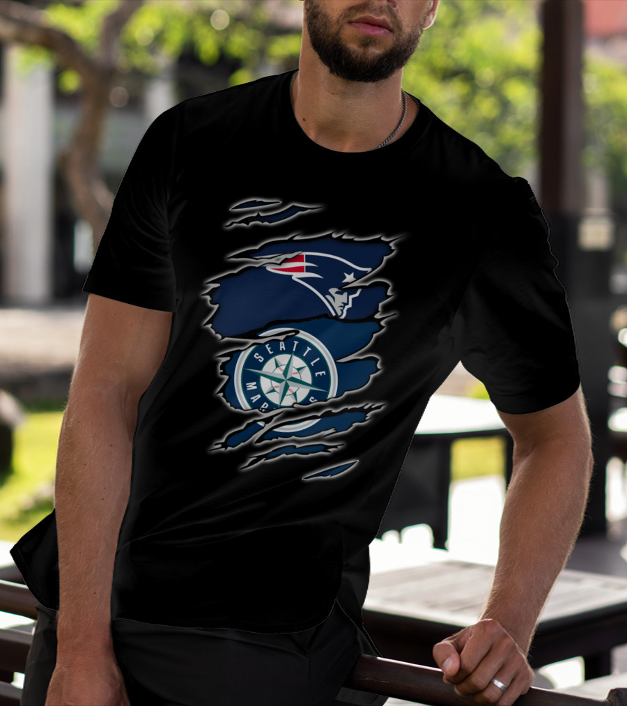 Patriots Logo With Seattle Mariners Emblem T-Shirt