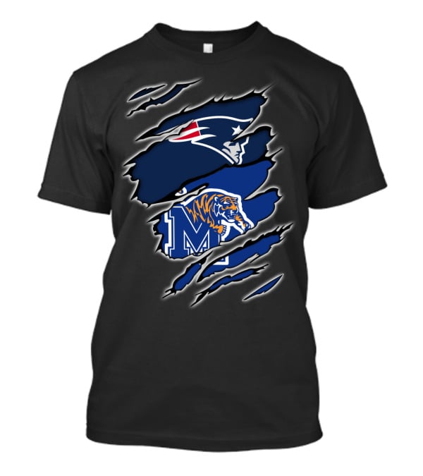 New England Patriots And Memphis Tigers Claw Marks T-Shirt