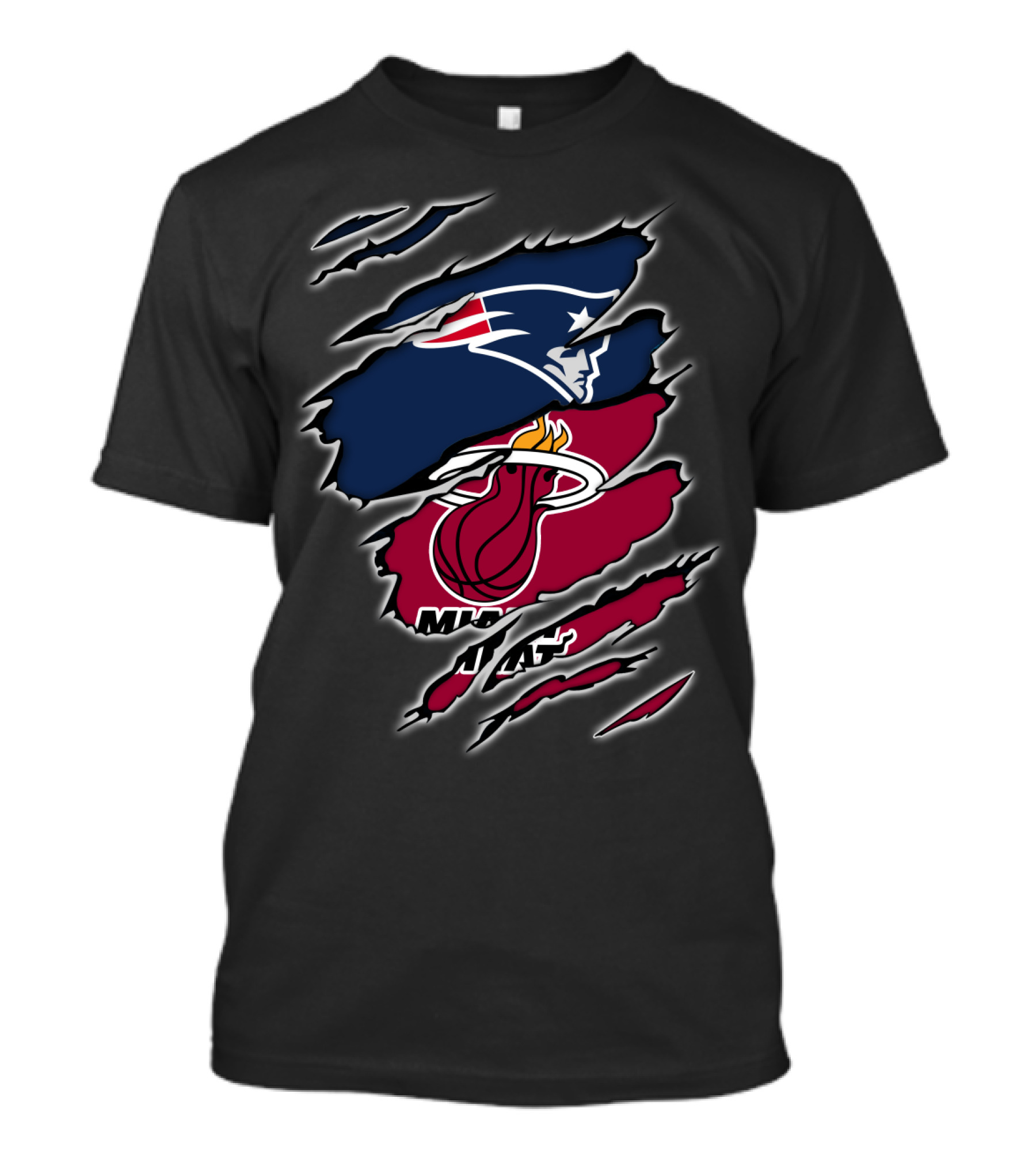 Patriots Miami Heat Logos Combined T-Shirt