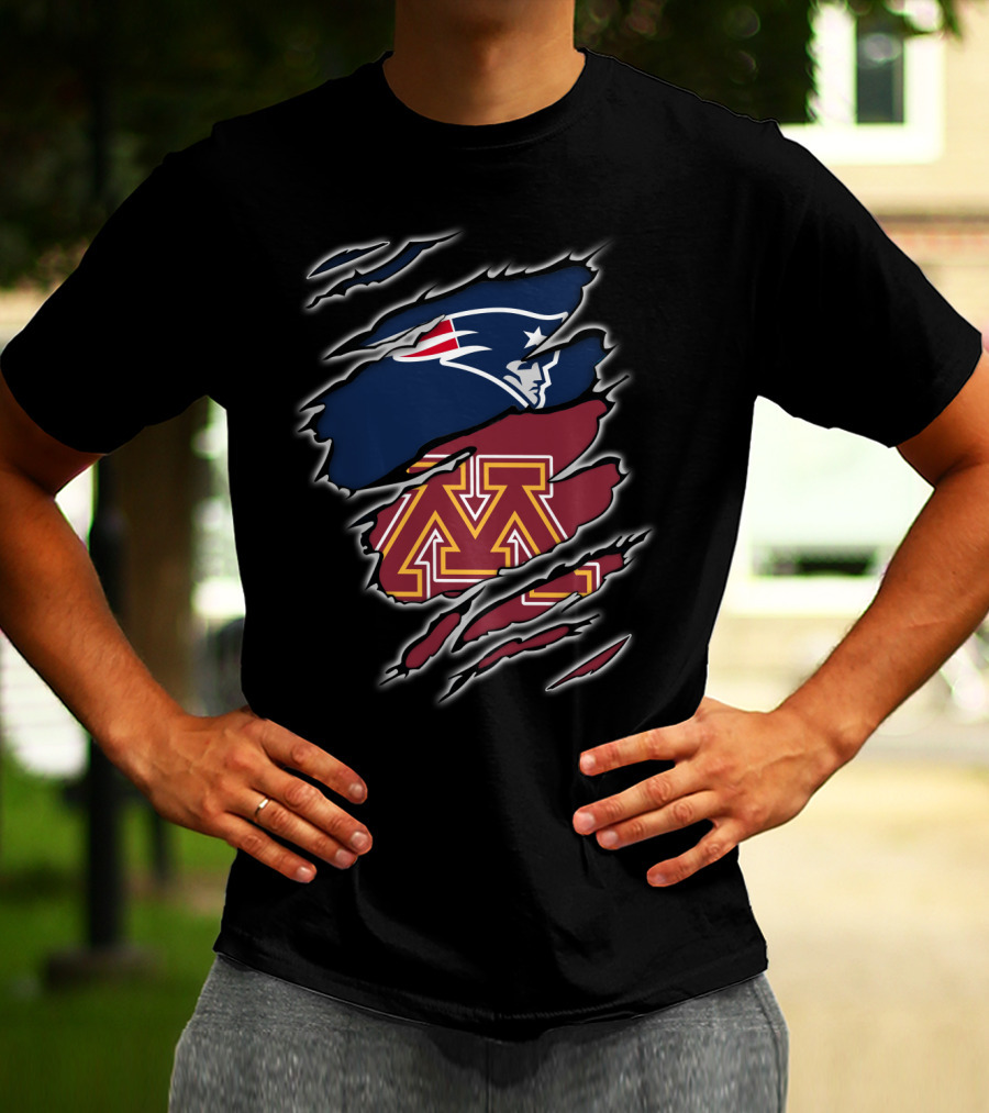 New England Patriots Minnesota Golden Gophers Crossover T-Shirt