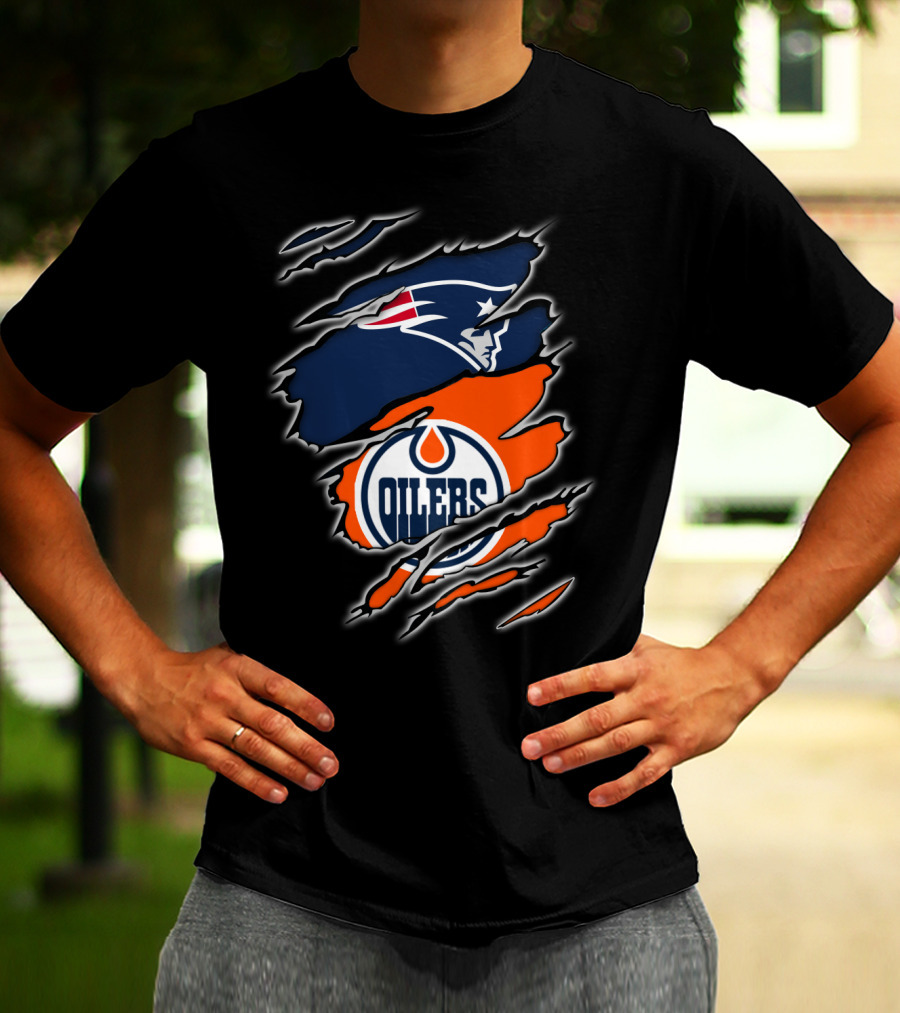 Patriots And Oilers Logo Mashup T-Shirt
