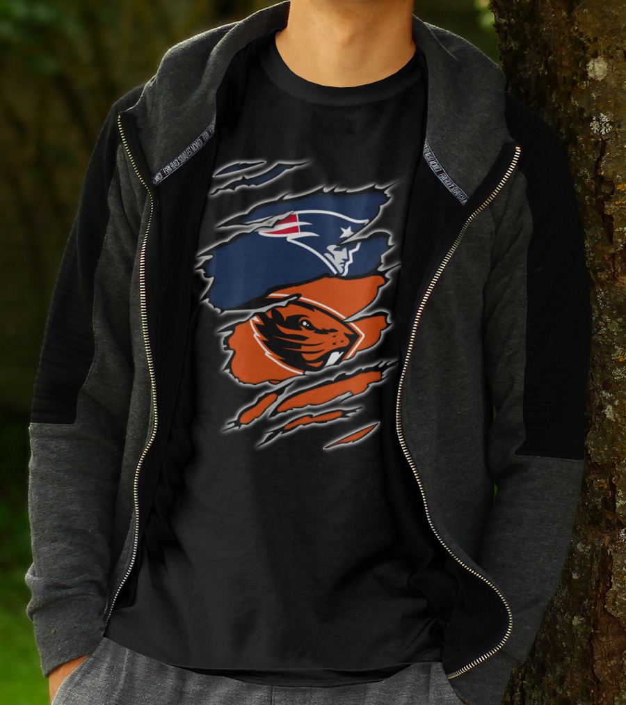 New England Patriots And Oregon State Beavers Logo Mashup T-Shirt