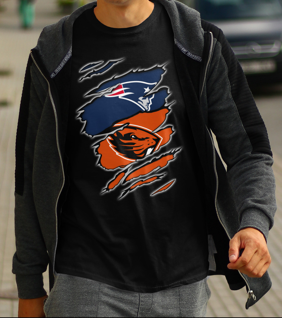 New England Patriots And Oregon State Beavers Logo Mashup T-Shirt