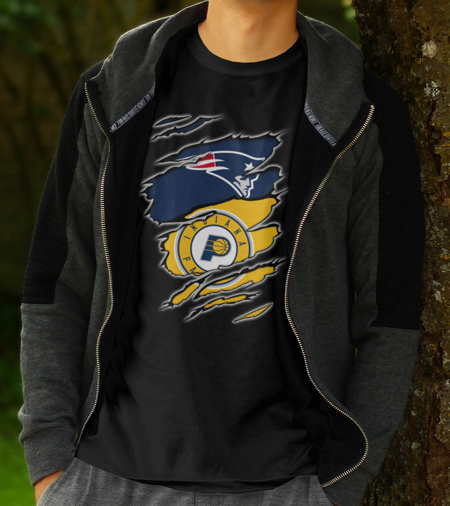 New England Patriots And Indiana Pacers Logos Combined T-Shirt