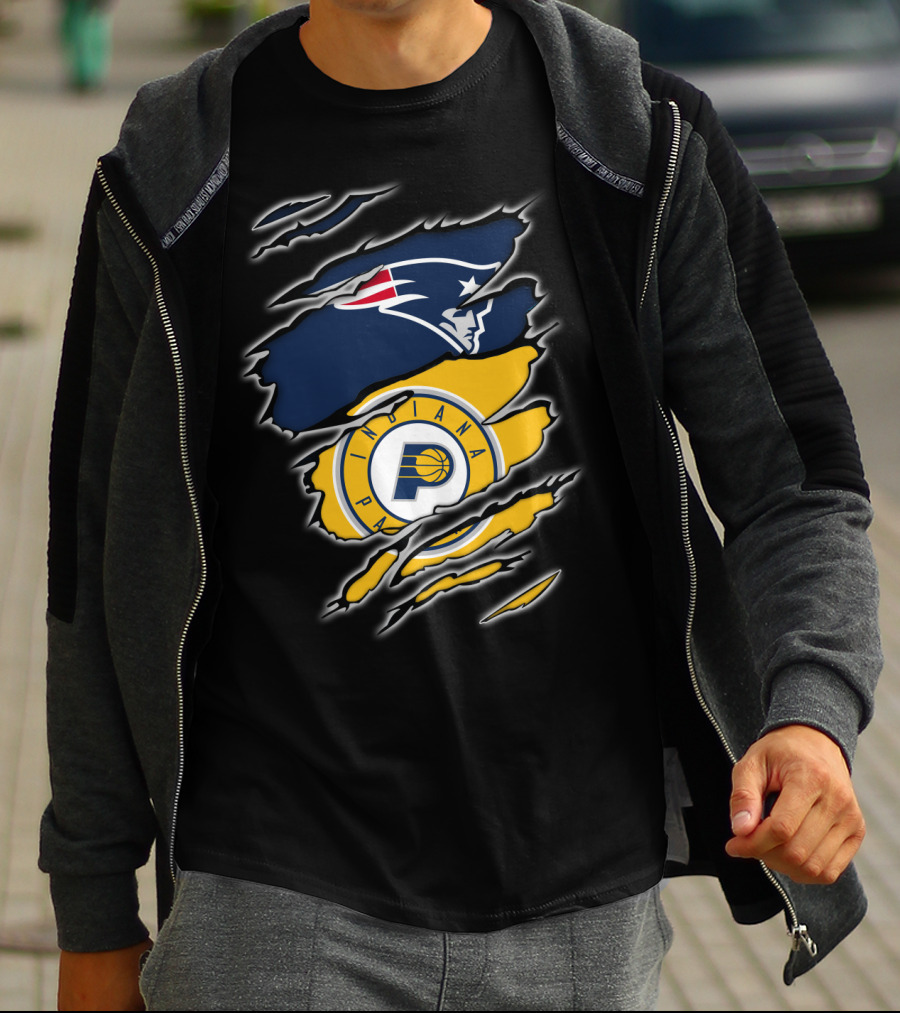 New England Patriots And Indiana Pacers Logos Combined T-Shirt