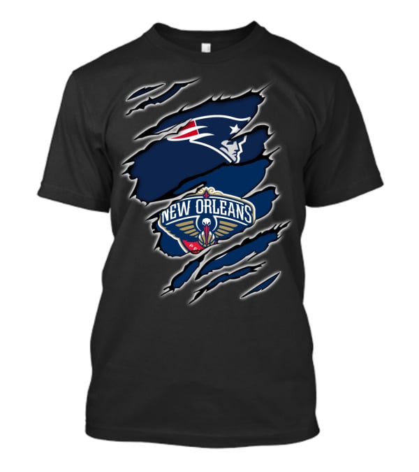 New England Patriots And New Orleans Pelicans Claw Marks T-Shirt