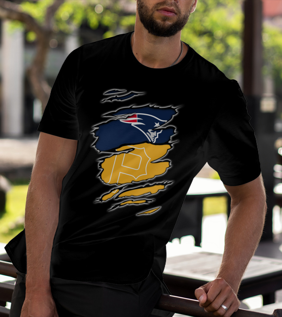 Patriots Logo And Pirates Monogram Fusion T-Shirt