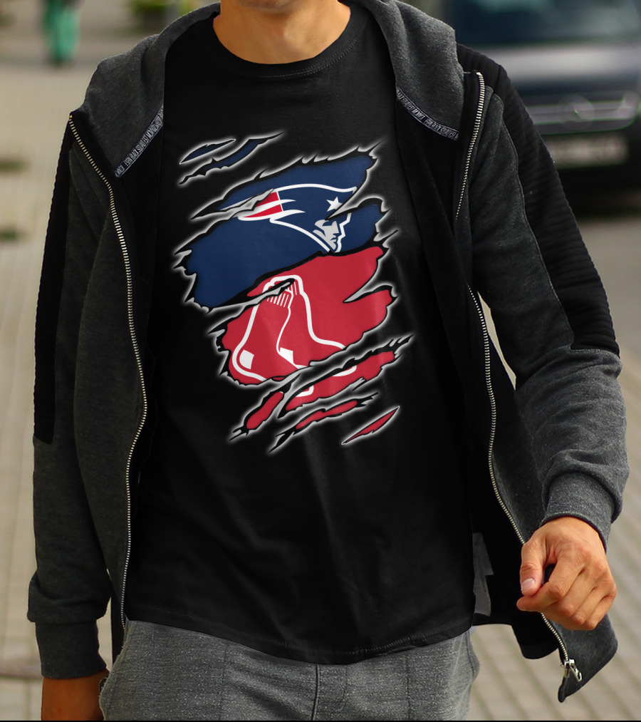 Patriots And Red Sox Logo Mashup NFL MLB Fans T-Shirt