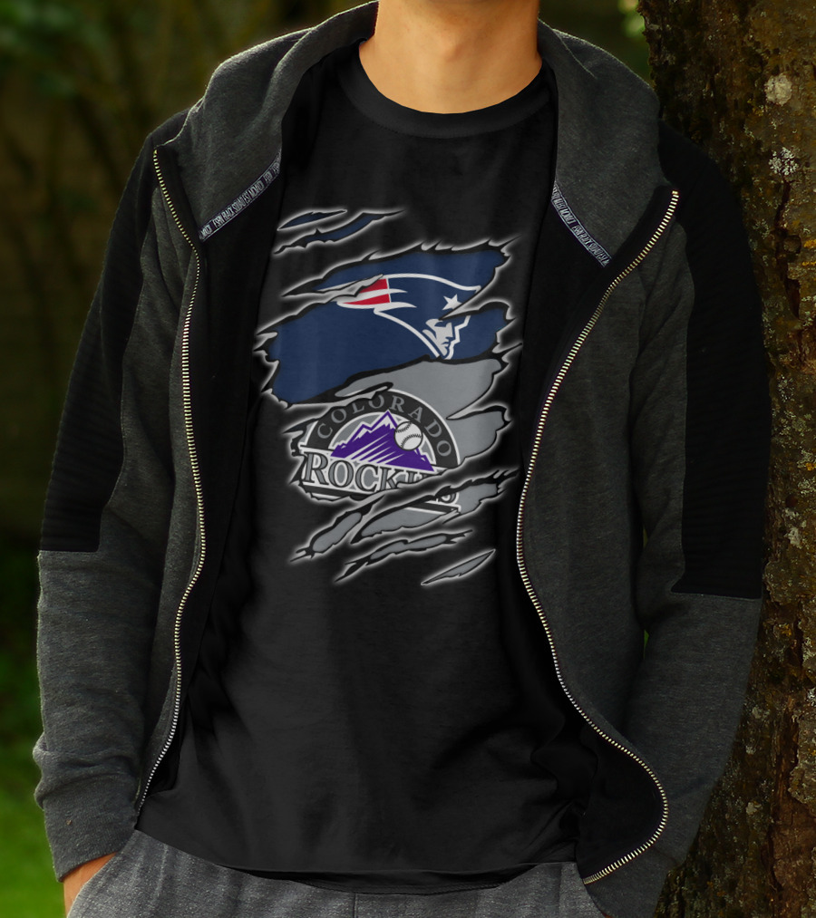 Patriots And Colorado Rockies Logo Mashup T-Shirt