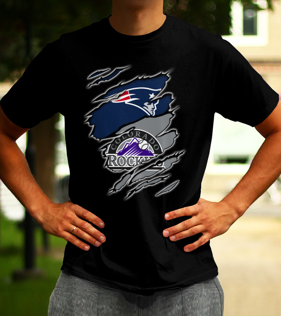 Patriots And Colorado Rockies Logo Mashup T-Shirt