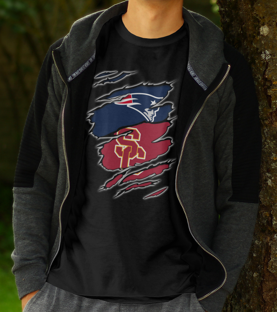 New England Patriots USC Trojans Claw Marks Fusion T-Shirt