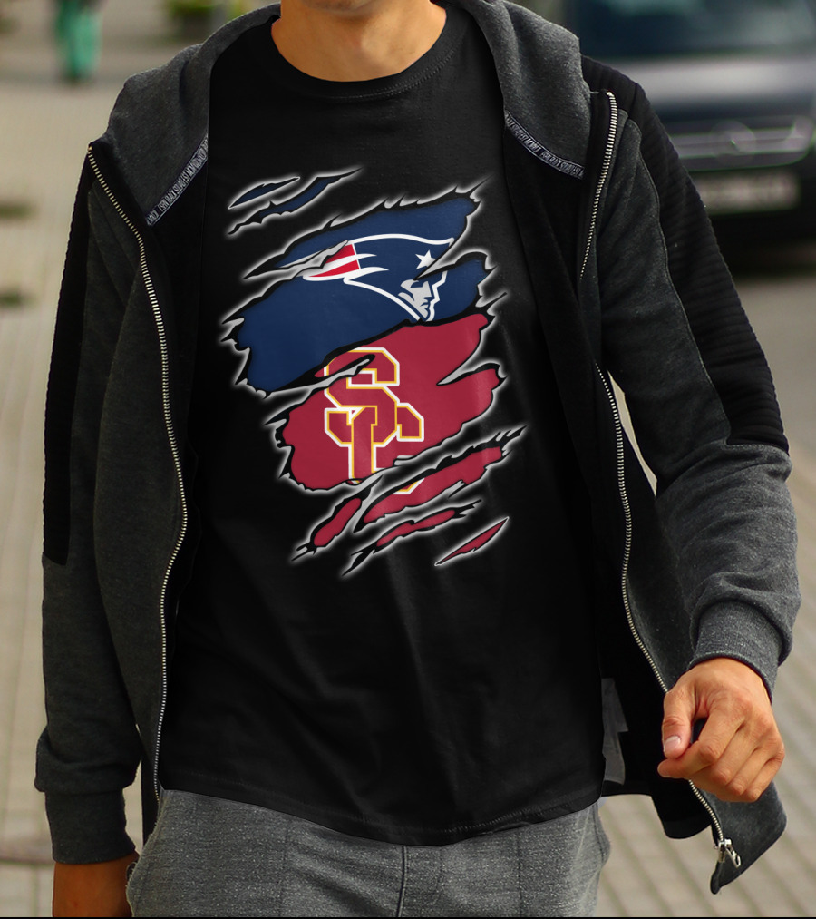 New England Patriots USC Trojans Claw Marks Fusion T-Shirt
