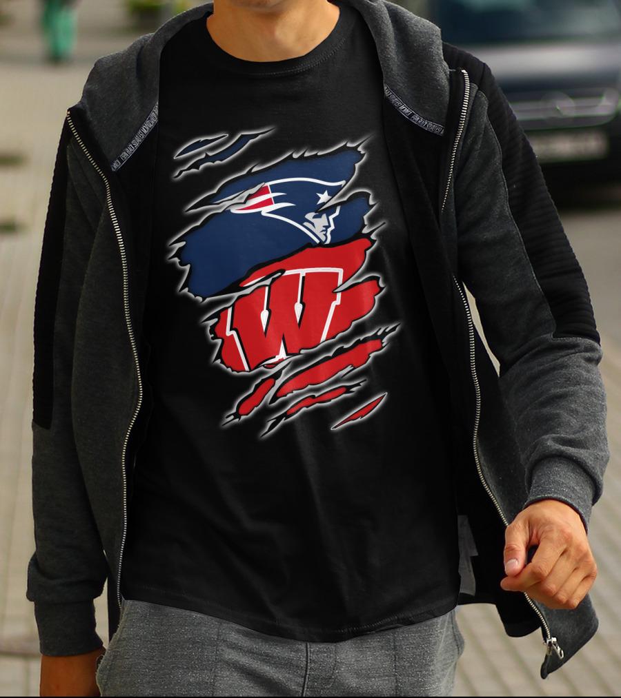 Patriots Wisconsin Badgers Logo Fusion T-Shirt