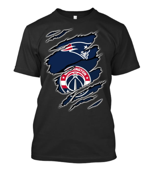 New England Patriots Washington Wizards Torn Logo Fan Crossover T-Shirt