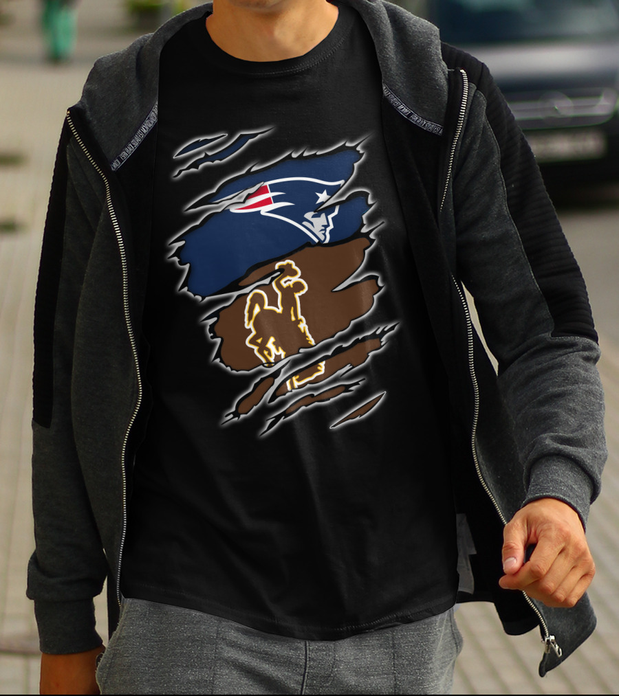 Patriots Logo And Wyoming Cowboy Symbol Fusion T-Shirt