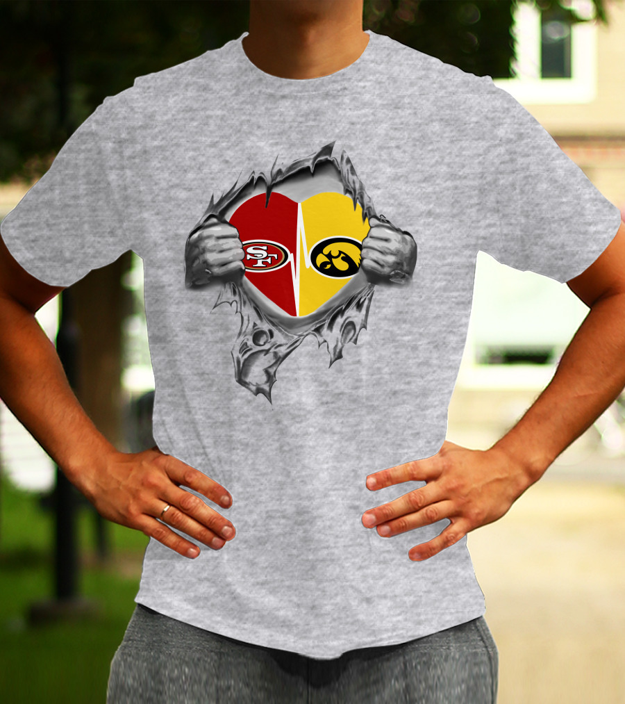 Iowa Hawkeyes San Francisco 49ers Heart T-Shirt