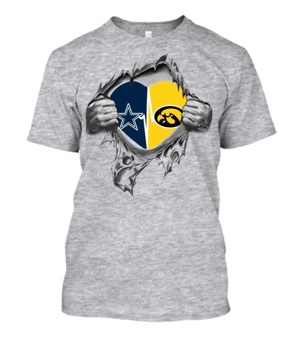 Dallas Cowboys Iowa Hawkeyes Heart T-Shirt