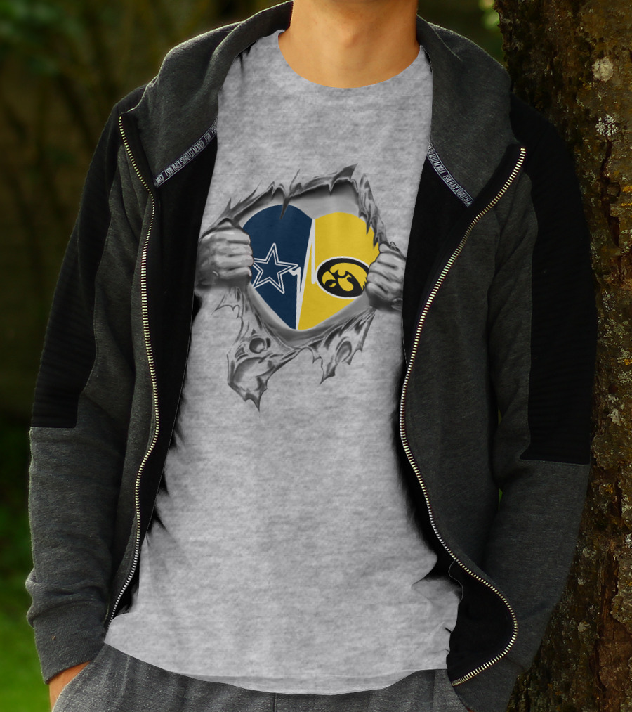 Dallas Cowboys Iowa Hawkeyes Heart T-Shirt