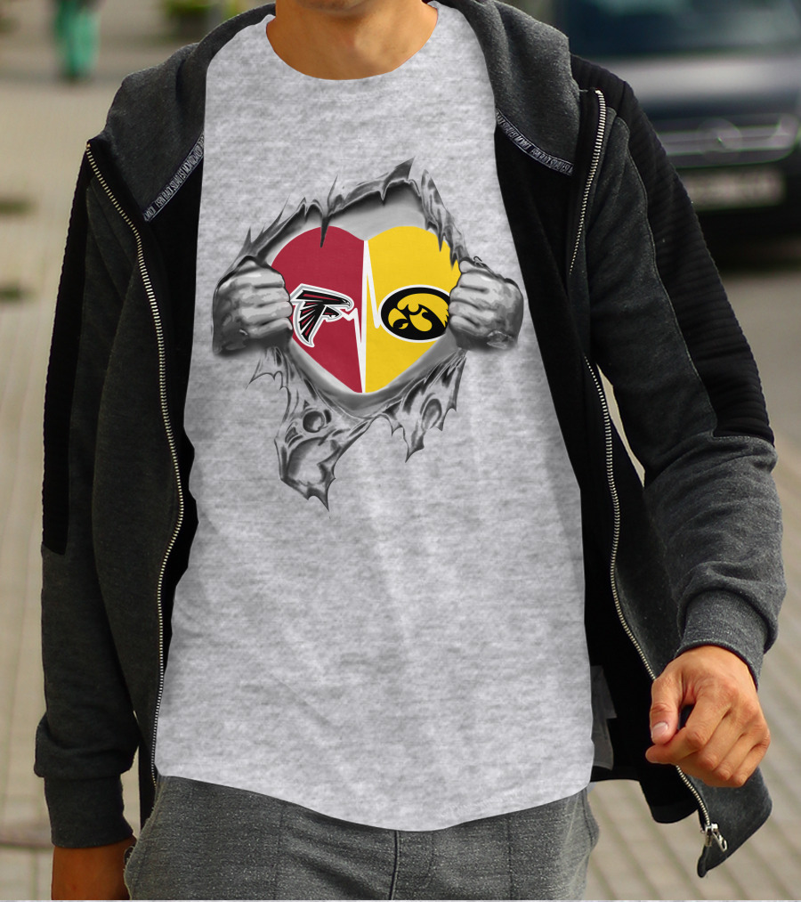 Hawkeyes Falcons Heart Rip T-Shirt