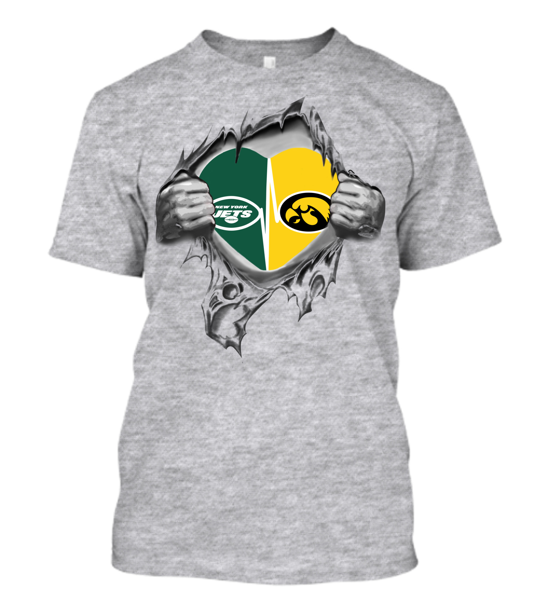 New York Jets Iowa Hawkeyes Heartbeat Fusion T-Shirt