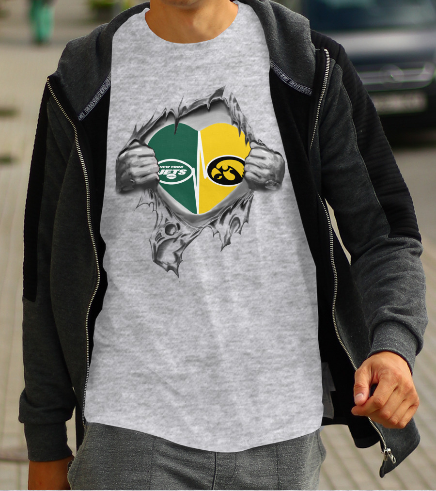 New York Jets Iowa Hawkeyes Heartbeat Fusion T-Shirt