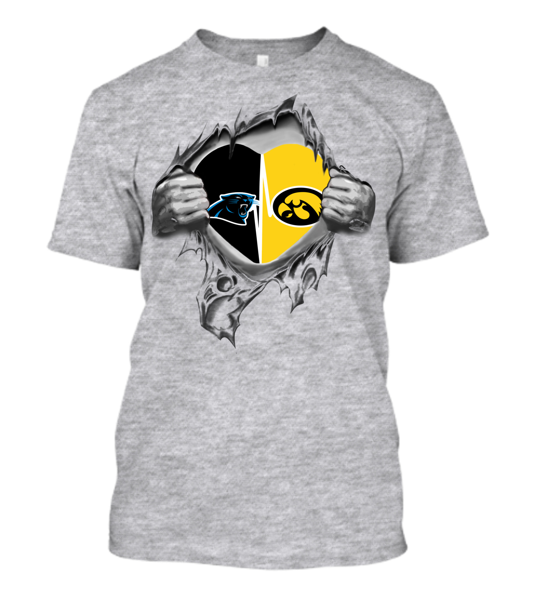 Hawkeyes Panthers Heart Inside Silver Claw Tear T-Shirt