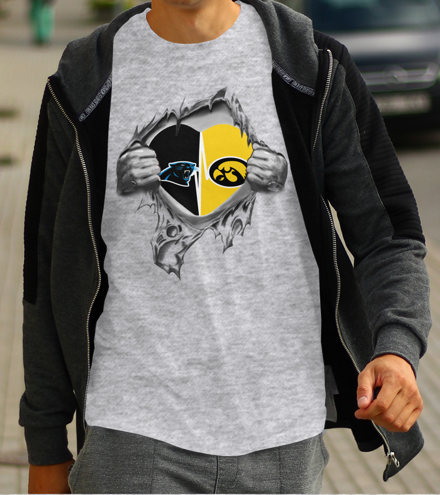 Hawkeyes Panthers Heart Inside Silver Claw Tear T-Shirt