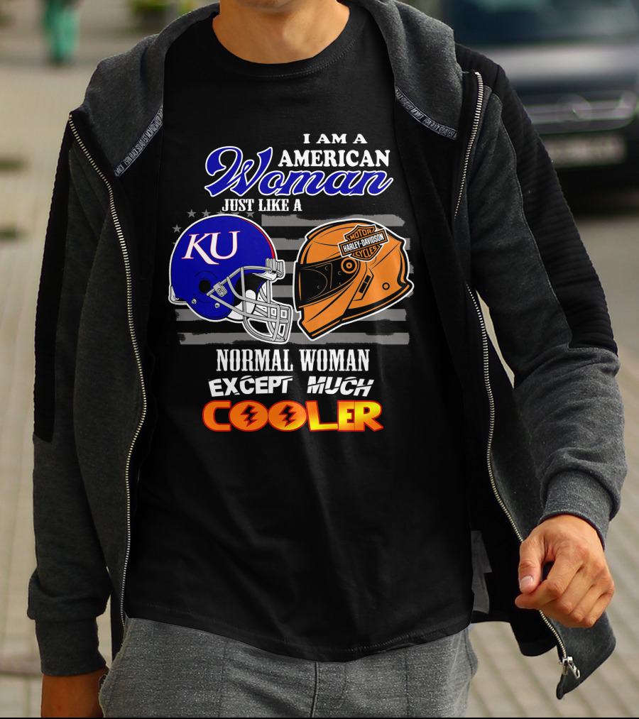 I Am A Cool American Woman Ku Helmet Harley Davidson Motorcycles T-Shirt