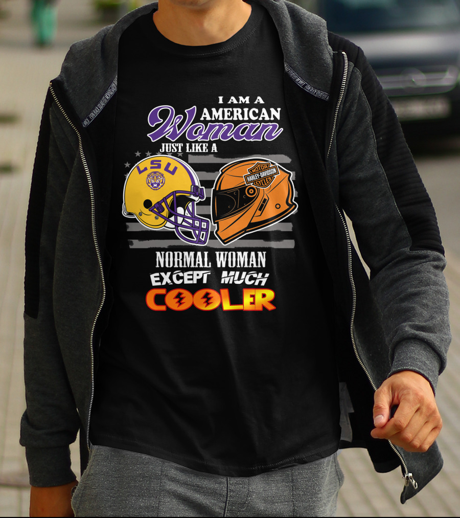 Lsu Tigers American Woman Harley Davidson Cooler Helmet T-Shirt