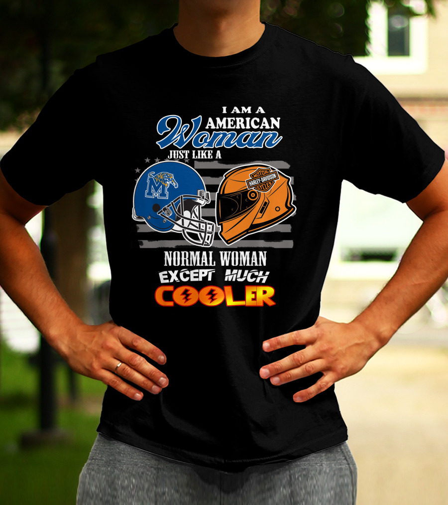 American Woman Harley Davidson Memphis Tigers Helmet Cooler T-Shirt