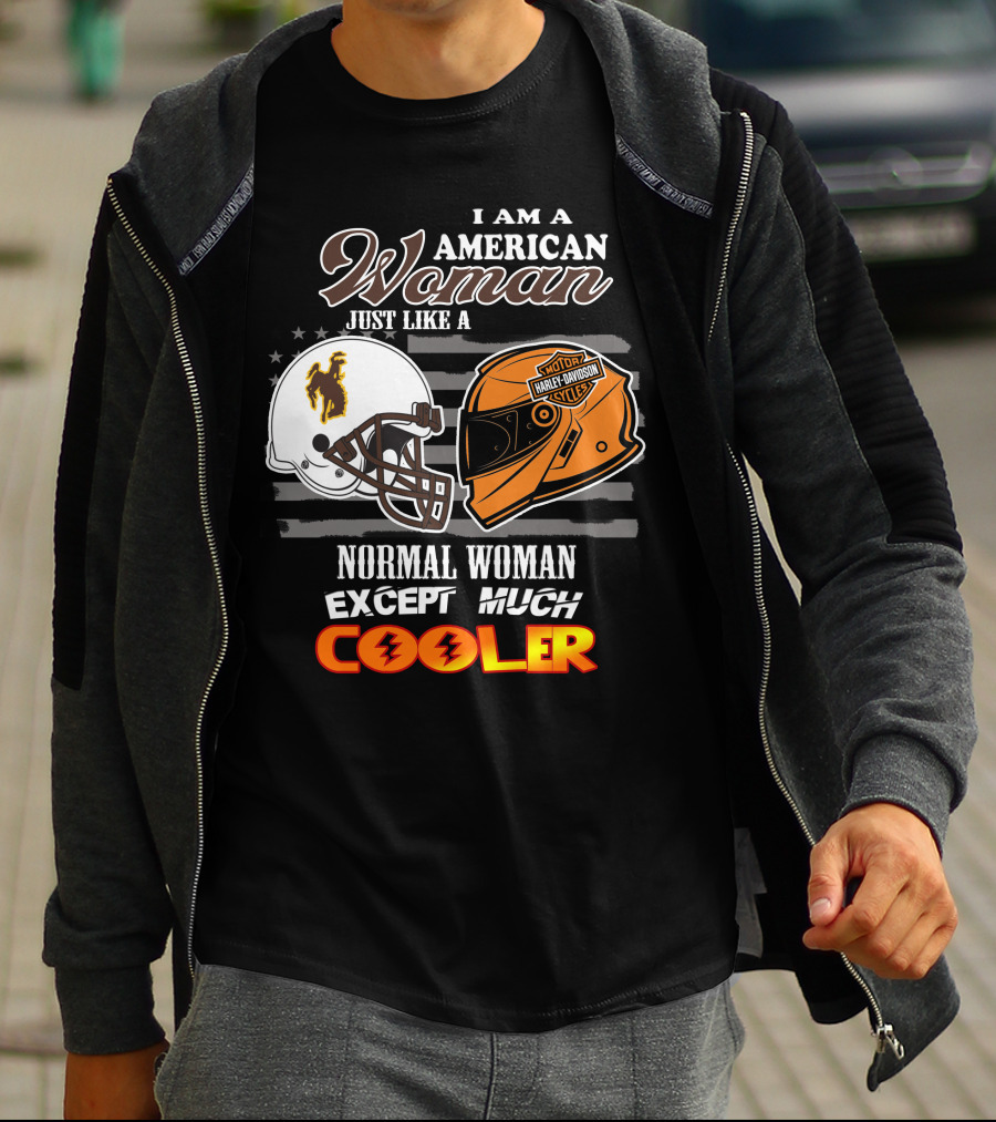 Wyoming Cowboys Harley Davidson Woman American Much Cooler T-Shirt