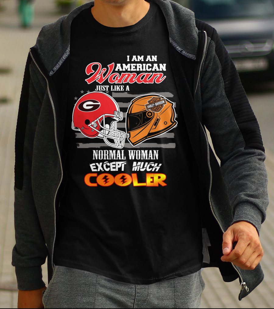 Georgia Bulldogs Harley Davidson American Woman Cooler Helmet T-Shirt